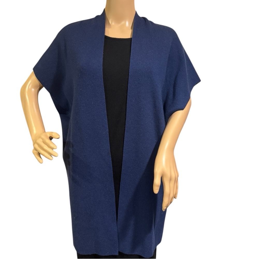 Michael Kors Collection Knit Cardigan Size M Blue Cashmere Blend Italian Yarn